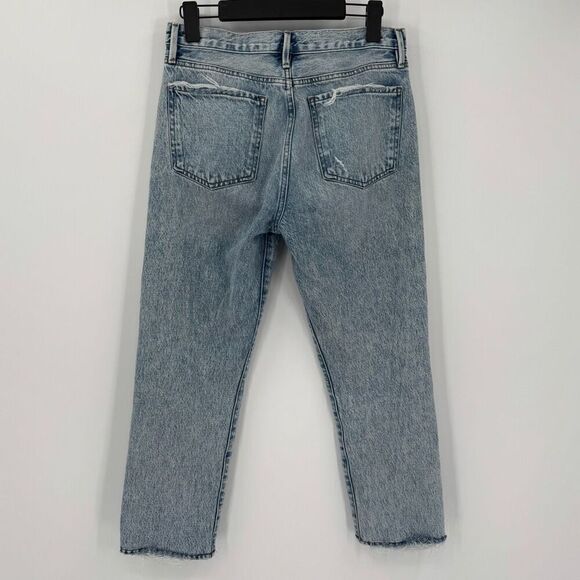 Frame Le Piper High Waist Crop Straight Leg Distressed Clash Mend Jean Women 27 - Picture 4 of 8
